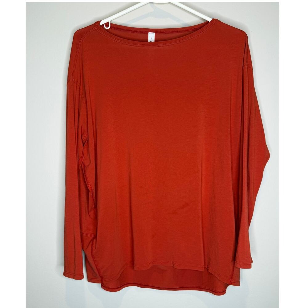 Lululemon Spiced Copper Long Sleeve Top Size 8 Relaxed Fit Athleisure - Picture 2 of 8